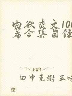 肉欲爽文100篇合集目录