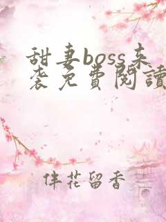 甜妻boss来袭免费阅读全文