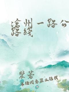沧州一路公交车路线