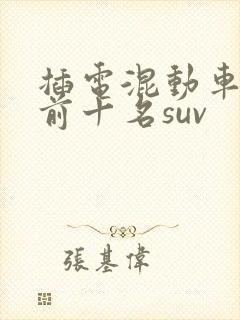 插电混动车排名前十名suv