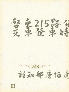 启东215路公交车发车时间表