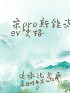宋pro新能源ev价格