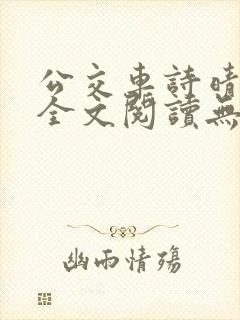 公交车诗晴小说全文阅读无弹窗