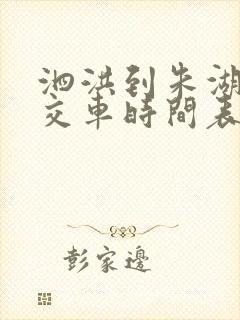 泗洪到朱湖镇公交车时间表