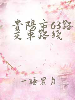 贵阳市63路公交车路线