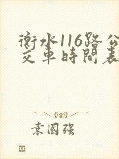 衡水116路公交车时间表及站点查询