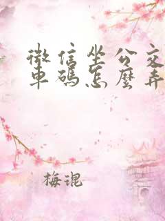 微信坐公交的乘车码怎么弄