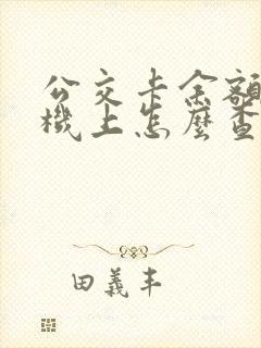 公交卡余额在手机上怎么查询