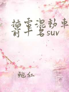 插电混动车排名前十名suv 插电混动车排名前十名suv