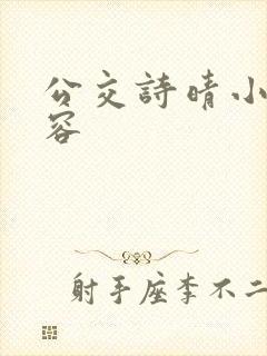 公交诗晴小说内容