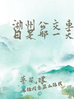 湖州公交车免费日是哪一天