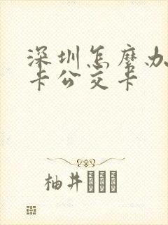 深圳怎么办老年卡公交卡