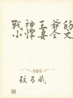 战神王爷的甜宠小悍妻全文