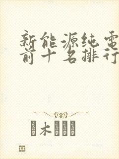 新能源纯电汽车前十名排行榜