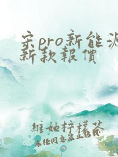 宋pro新能源新款报价