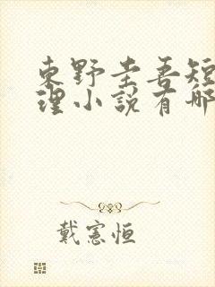 东野圭吾短篇推理小说有哪些 东野圭吾短篇推理小说有哪些