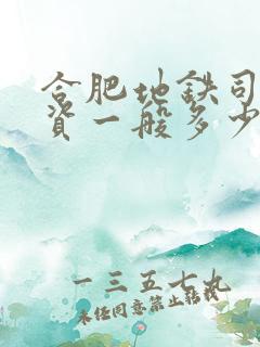 合肥地铁司机工资一般多少钱一个月