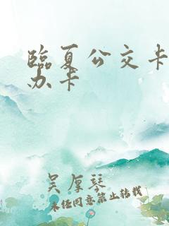 临夏公交卡在哪办卡