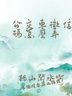 公交车微信付款码怎么弄