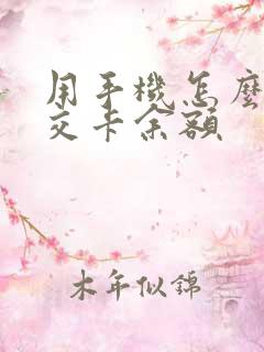 用手机怎么查公交卡余额