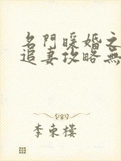 名门暖婚之权爷追妻攻略无删减