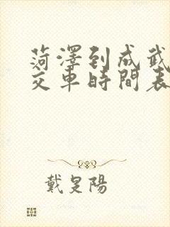 菏泽到成武的公交车时间表