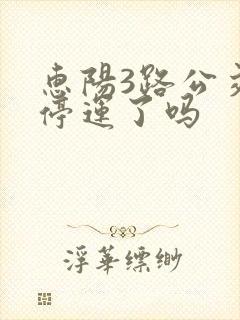 惠阳3路公交车停运了吗