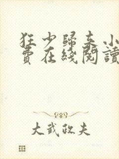 狂少归来小说免费在线阅读