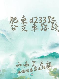 肥东d233路公交车路线时间表 肥东d233路公交车路线时间表