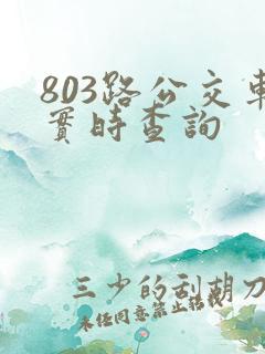 803路公交车实时查询 803路公交车实时查询