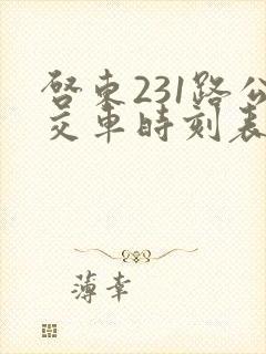 启东231路公交车时刻表