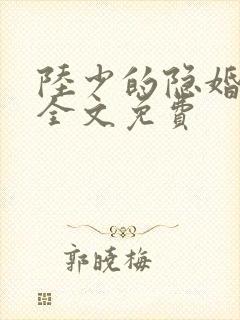 陆少的隐婚罪妻全文免费