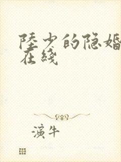 陆少的隐婚罪妻在线