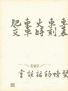 肥东火车专线公交车时刻表