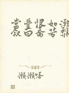 当爱恨如潮生裴叙白乔若梨全文小说
