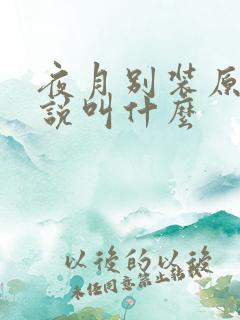 夜月别装原著小说叫什么 夜月别装原著小说叫什么