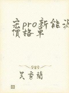宋pro新能源价格单