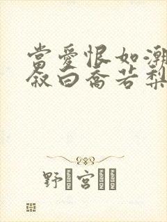 当爱恨如潮生裴叙白乔若梨的小说 当爱恨如潮生裴叙白乔若梨的小说