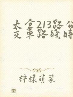 太仓213路公交车路线时间表