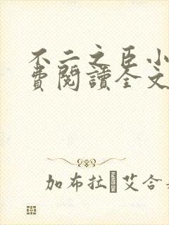 不二之臣小说免费阅读全文无弹窗