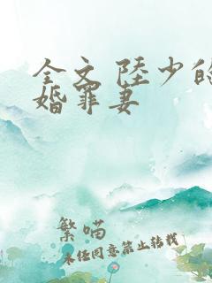 全文 陆少的隐婚罪妻 全文 陆少的隐婚罪妻