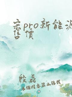 宋pro新能源售价