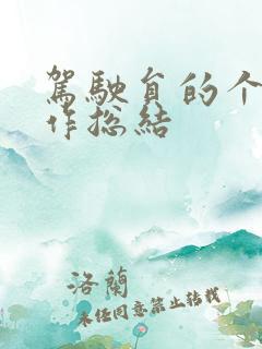 驾驶员的个人工作总结