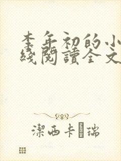 李年初的小说在线阅读全文免费无弹窗
