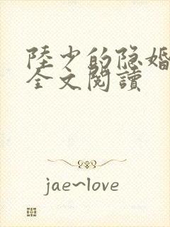 陆少的隐婚罪妻全文阅读 陆少的隐婚罪妻全文阅读