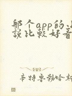 那个app的小说比较好看