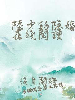 陆少的隐婚罪妻在线阅读