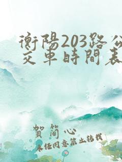 衡阳203路公交车时间表