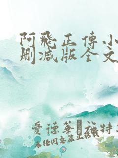 阿飞正传小说无删减版全文