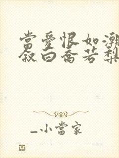 当爱恨如潮生裴叙白乔若梨在线全文阅读